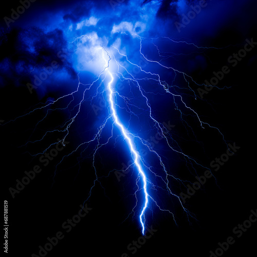 Lightning bolt on black background, isolated