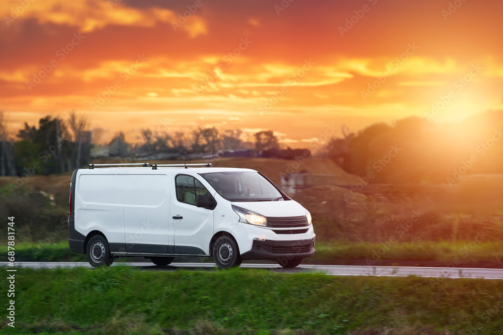 A White Truck Delivering Packages. A Reliable and Professional Courier Service for Your Business and Personal Needs. How to Ship Your Goods Fast and Safely. A White Van mock-up