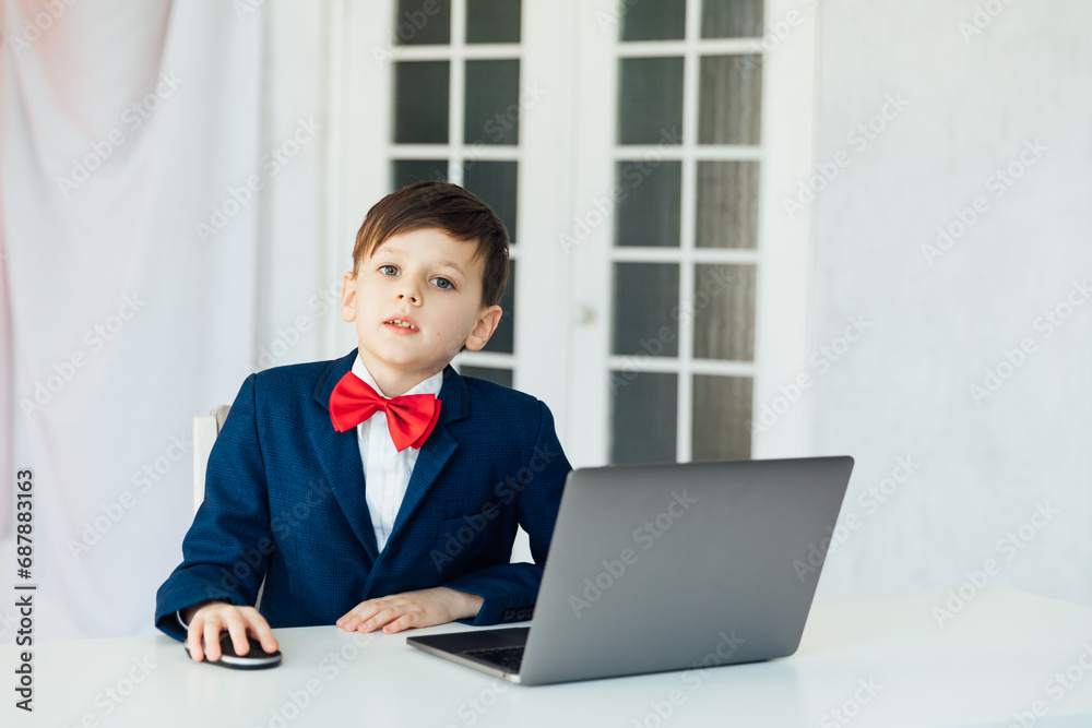 Education Lessons Boy Schoolboy Learns At Computer Online Education Lessons Boy Schoolboy Learns At Computer Online