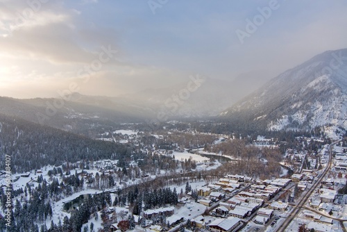 Leavenworth, Washington at sunrise in December