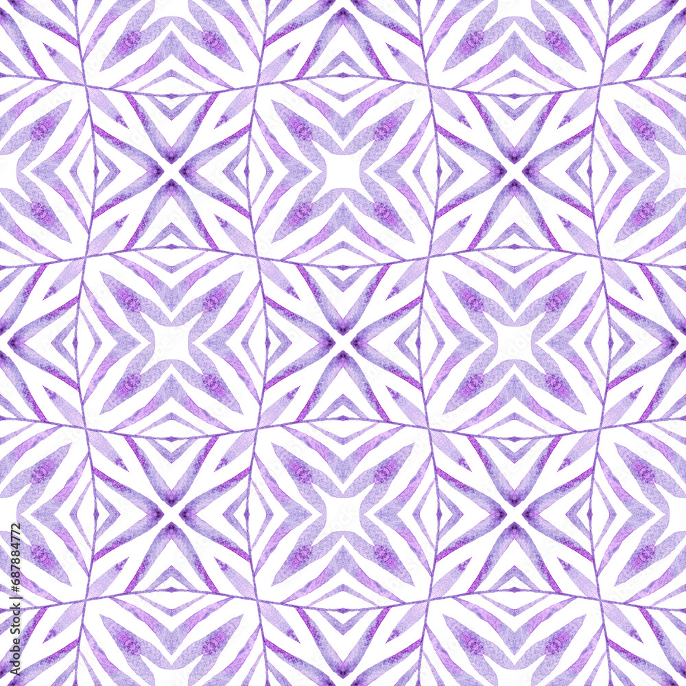 Ikat repeating swimwear design. Purple pleasant Ikat repeating swimwear design. Purple pleasant
