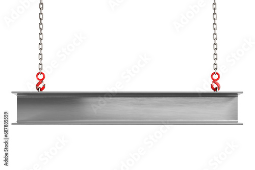 Lifting a steel beam isolated on a background. 3d illustration photo