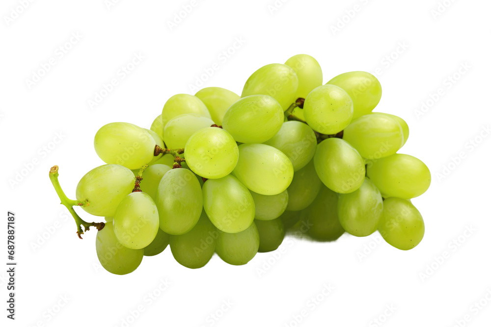 Green Gems: Enjoying the Refreshing Burst of Fresh Grape Flavor isolated on transparent background
