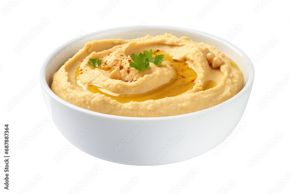 Savory Sensation: Elevate Snacking with a Bowl of Flavorful Hummus isolated on transparent background