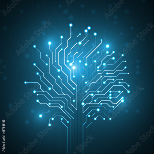 Circuit board in the shape of a tree.
