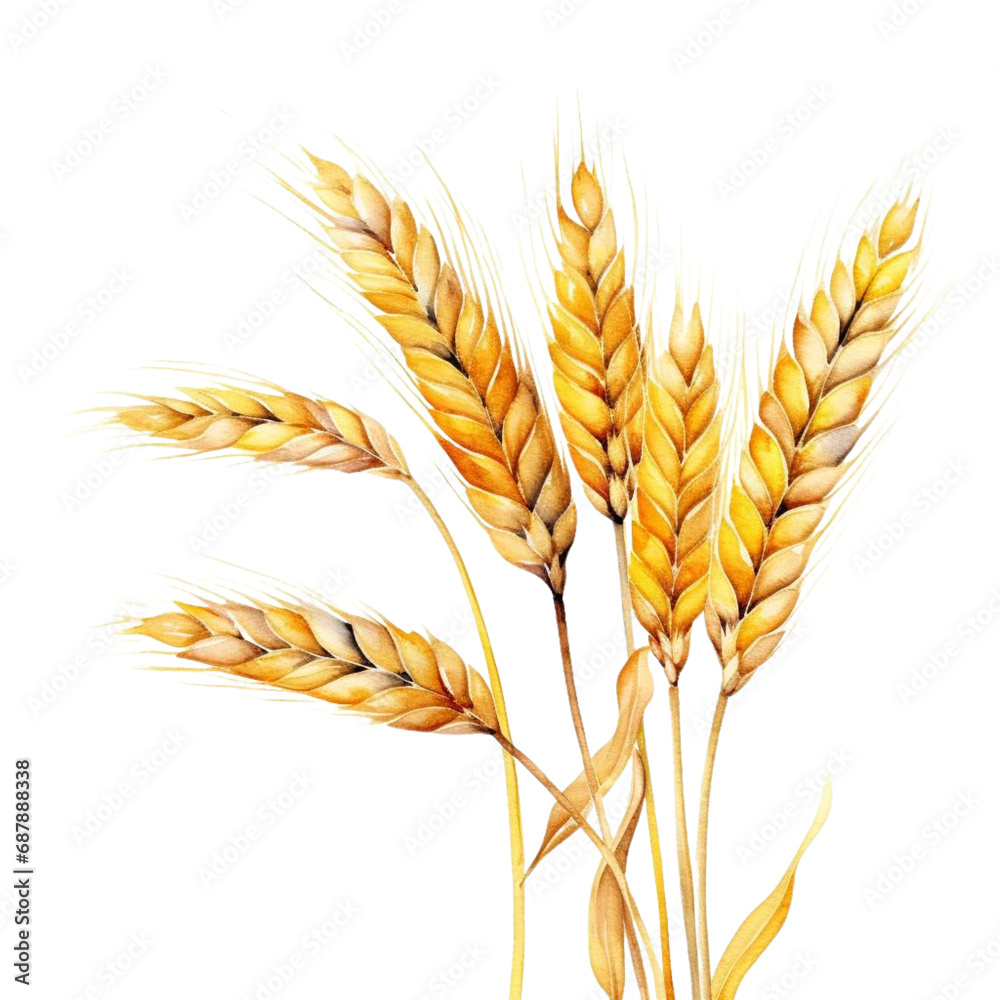Watercolor Ears of wheat, cut out on white background Watercolor Ears of wheat, cut out on white background
