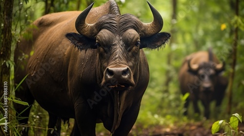 FOREST BUFFALO. SYNCERUS CAFFER NANUS. GABON. IND. DIST. WEST & CENTRAL AFRICA FORESTS.

 photo