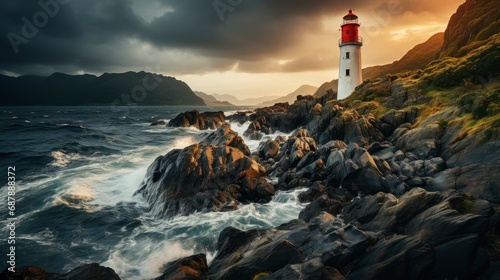 Lighthouse Galicia During Sunset Spain, HD, Background Wallpaper, Desktop Wallpaper photo