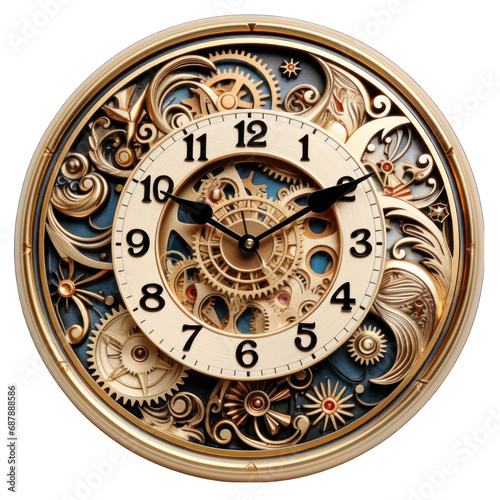 Wall Clock Isolated on Transparent or White Background, PNG