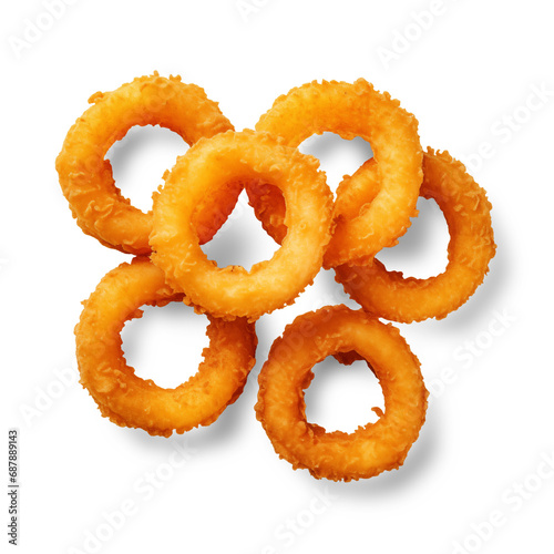 Onion rings isolated on transparent background. Generative AI 