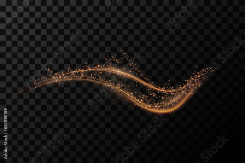 Christmas background. Powder dust light PNG. Magic shining gold dust. Fine, shiny dust bokeh particles fall off slightly. Fantastic shimmer effect. Vector illustrator.	
