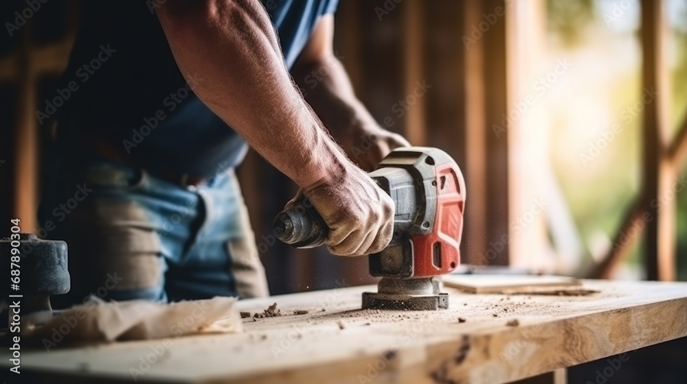 Worker using hammer, home renovation.
Worker using hammer, home renovation.