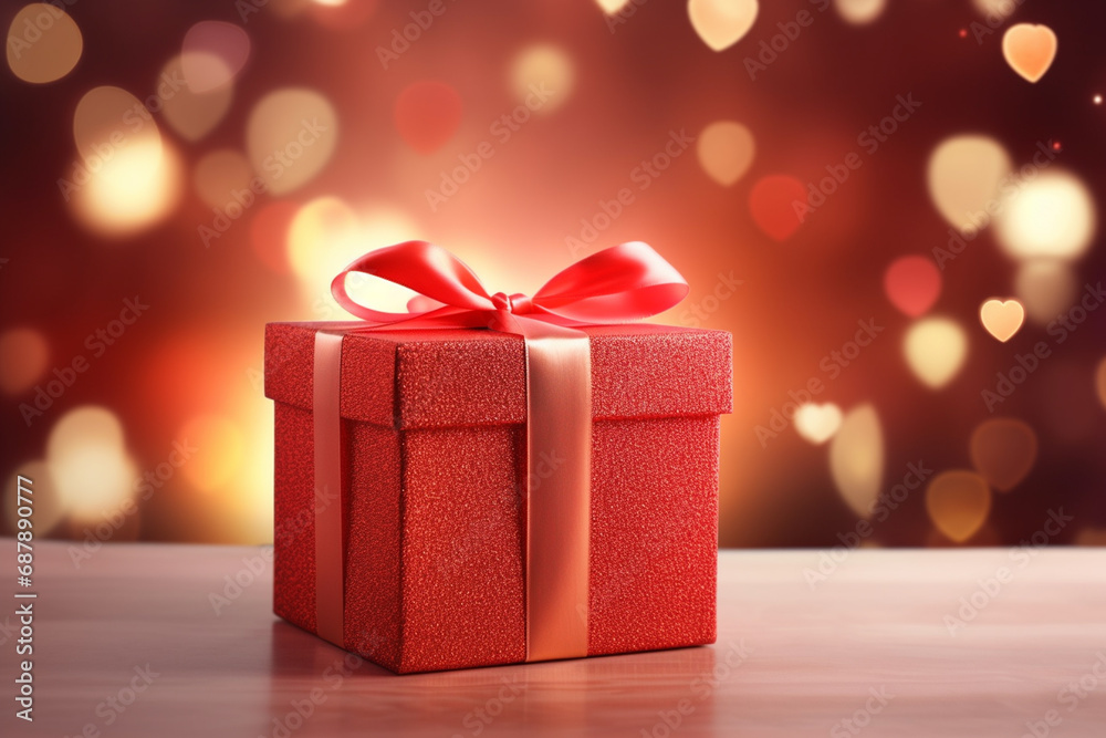 Gift box on bokeh background. Valentines day concept Valentine's day Generative ai Gift box on bokeh background. Valentines day concept Valentine's day Generative ai