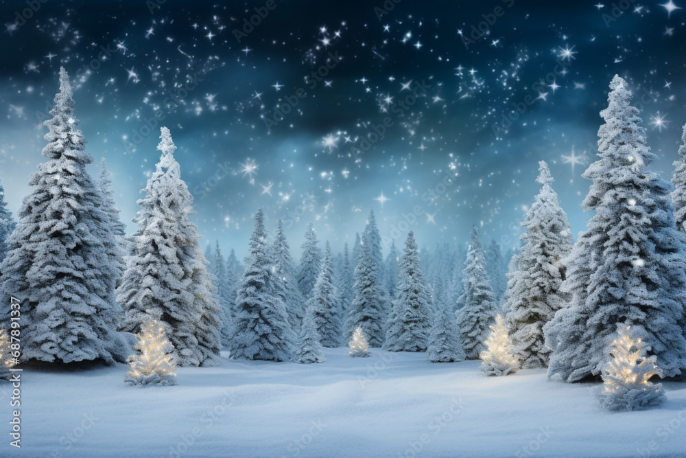 winter landscape with snow, winter landscape with trees, winter forest landscape, Christmas tree with lights in winter forest with snow at frosty Christmas night. Beautiful winter holiday landscape.
winter landscape with snow, winter landscape with trees, winter forest landscape, Christmas tree with lights in winter forest with snow at frosty Christmas night. Beautiful winter holiday landscape.