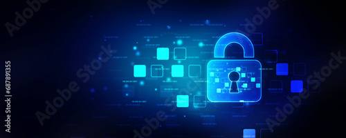 2d illustration Safety concept: Closed Padlock on digital background
