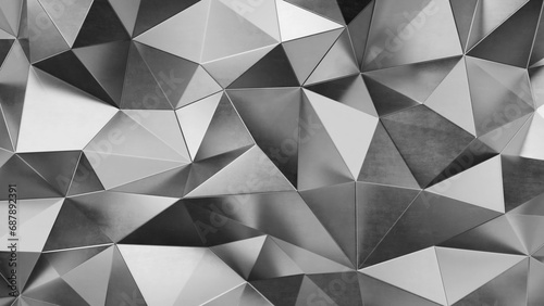 Abstract steel metal polygonal background. 3d render © Sashkin