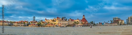 The Coronado is a famous attraction in Coronado Beach, San Diego. Panoramic view