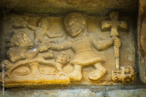descent of Christ into hell. Romanesque church of San Martin de Tours of Artaiz, Unciti valley, Artaiz, Navarra, Spain
