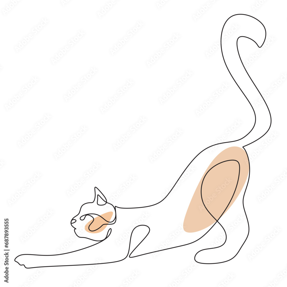 Cat one line art. Minimalist Line art of Cat. Vector.
