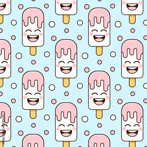 Pattern white ice cream with icing smiling