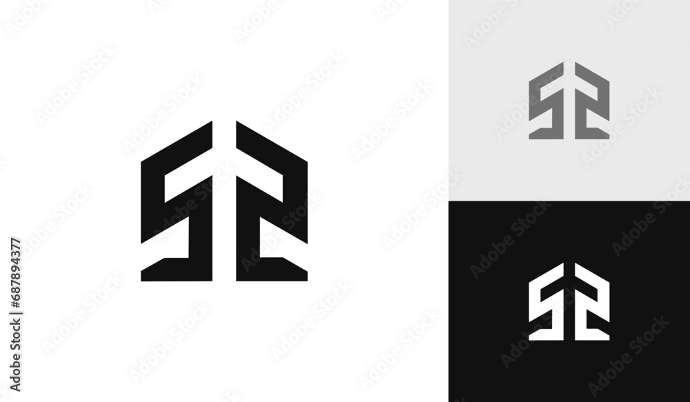 Letter S2 initial with house shape logo design Letter S2 initial with house shape logo design
