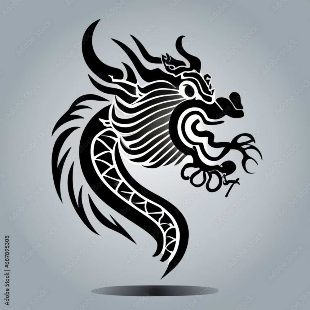 Silhouette of Chinese dragon crawling 3d design Silhouette of Chinese dragon crawling 3d design