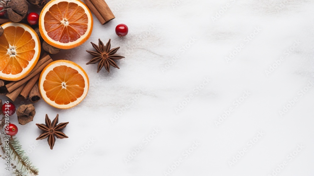 bright flat lay representing winter with copy space , made by generative ai bright flat lay representing winter with copy space , made by generative ai