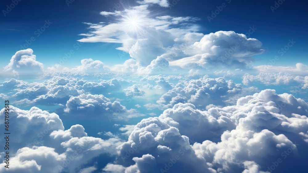 White Fluffy Clouds Blue Sky Summer, HD, Background Wallpaper, Desktop Wallpaper - obrazy, fototapety, plakaty 
