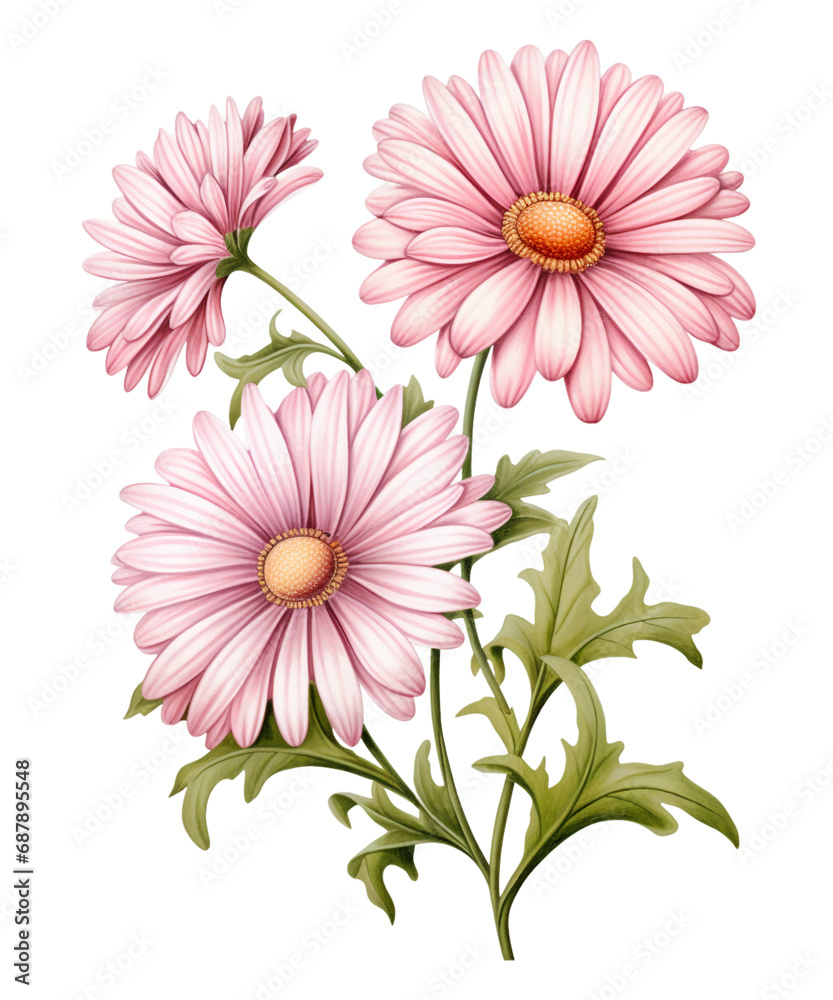 Obraz premium Charming Pink Daisy Chains Clipart, Floral Sublimation Pink Daisy Chains, transparent background, Created using generative AI