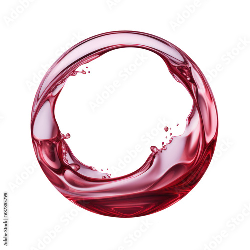 Circle and waves formed by a drop of maroon color falling on the ground. Trend frame and border. Transparent background, empty center for your design