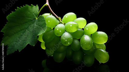 green grapes isolated on wblack photo