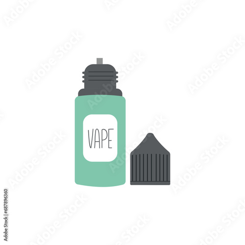 Opened plastic bottle with nicotine liquid for vaping device and e-cigarettes. Cartoon vector illustration