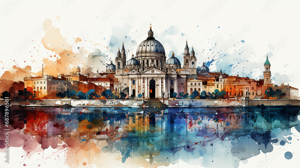 Fototapeta premium touristic card of Rome views, Italy