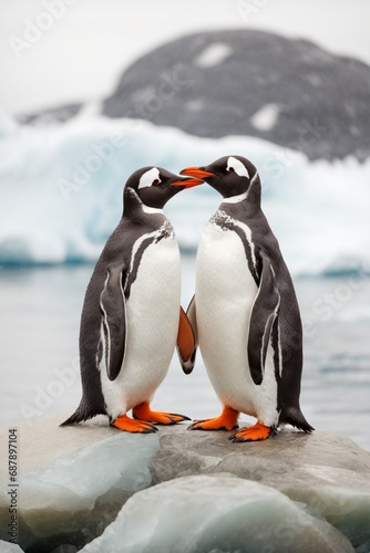 Gentoo penguins on the rocks  Antarctic Peninsula  Antarctica