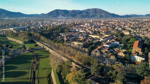Aerial view of Lucca medieval town, Tuscany - Italy © jovannig