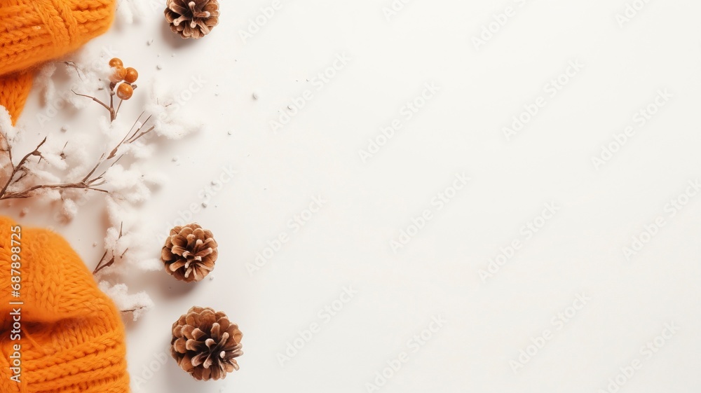 bright flat lay representing winter with copy space , made by generative ai bright flat lay representing winter with copy space , made by generative ai