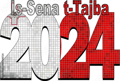 Happy New Year 2024 with Malta flag inside - Illustration,
2024 HAPPY NEW YEAR NUMERALS
