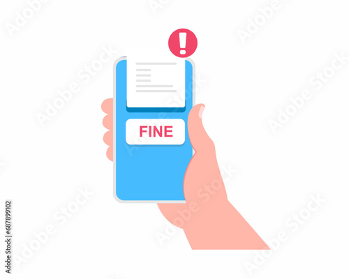 Pay penalty fine on the mobile phone vector illustration

