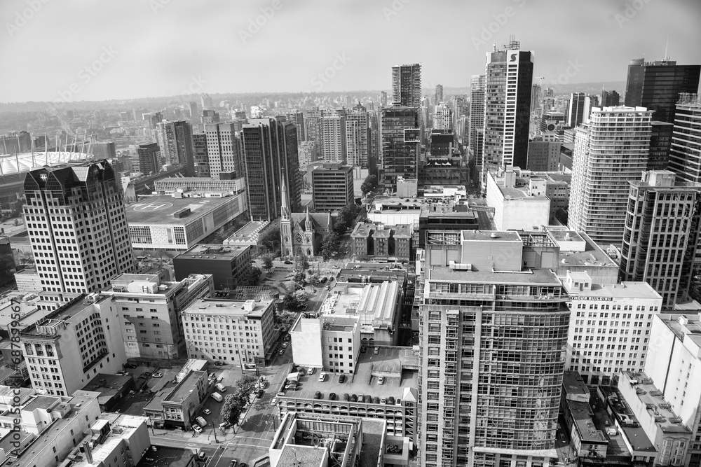 Vancouver, Canada - August 10, 2017: Amazing aerial city view from a high vantage point Vancouver, Canada - August 10, 2017: Amazing aerial city view from a high vantage point