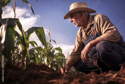Farmer man in a field. Agriculture. ​