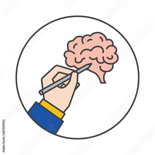 Left-handed Brain Vector Icon and Concept Image.