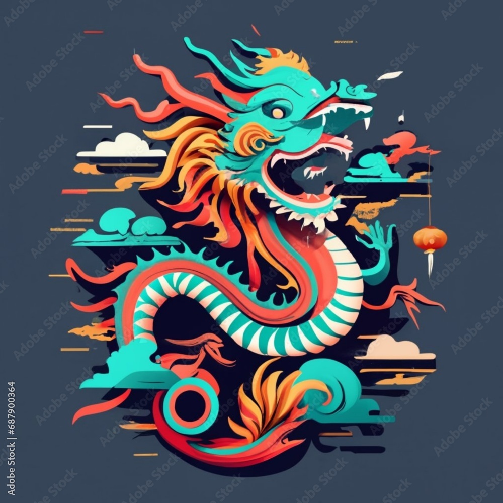 Silhouette of Chinese dragon crawling 3d design Silhouette of Chinese dragon crawling 3d design