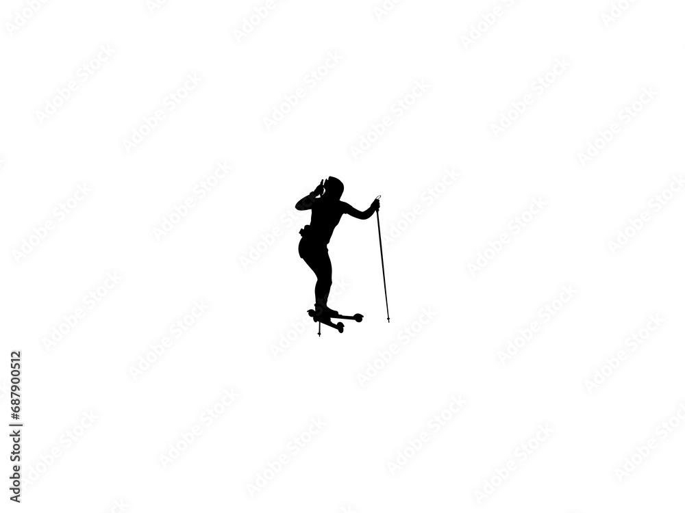 Naklejka premium Woman Roller skiing icon vector. Roller skiing vector design and illustration. Woman Roller skiing silhouette isolated white background
