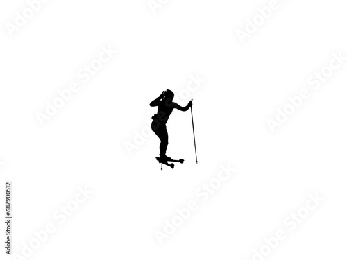 Woman Roller skiing icon vector. Roller skiing vector design and illustration. Woman Roller skiing silhouette isolated white background