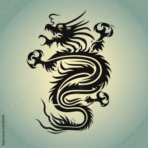 Silhouette of Chinese dragon crawling