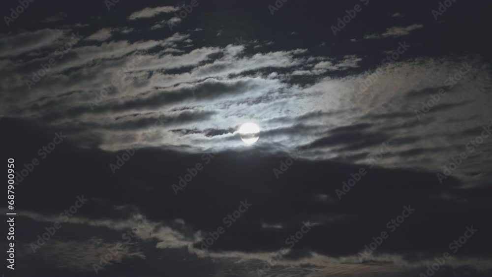 Timelapse of night clouds covering moon light Timelapse of night clouds covering moon light
