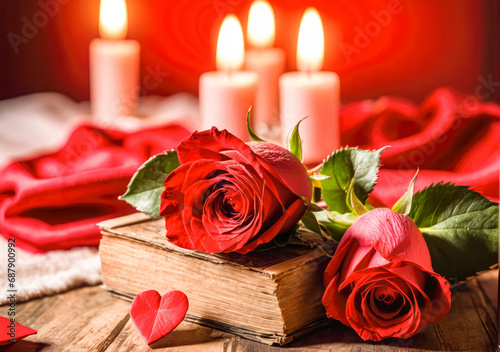 Abstract red rose flower closeup macro background.