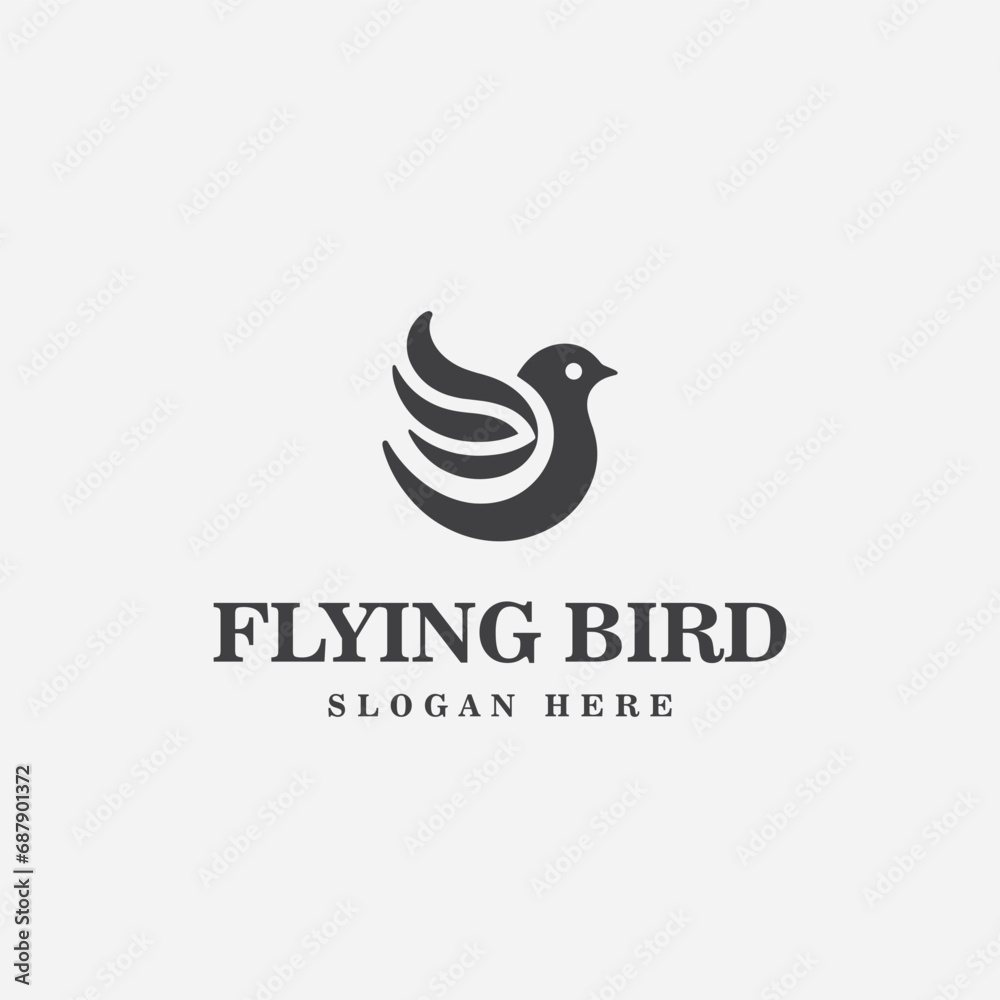 Fototapeta premium bird logo design, in black and white monochrome style