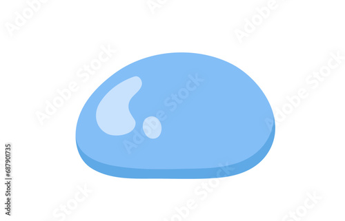 Pure water drop, bubble. Clean blue droplet, clean liquid. Dew blob. Clear aq...