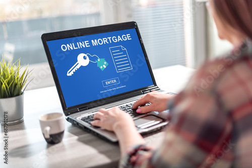 Online mortgage concept on a laptop screen